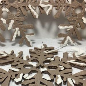 LOT OF 3 HARDBOARD SNOWFLAKE CHRISTMAS ORNAMENTS
